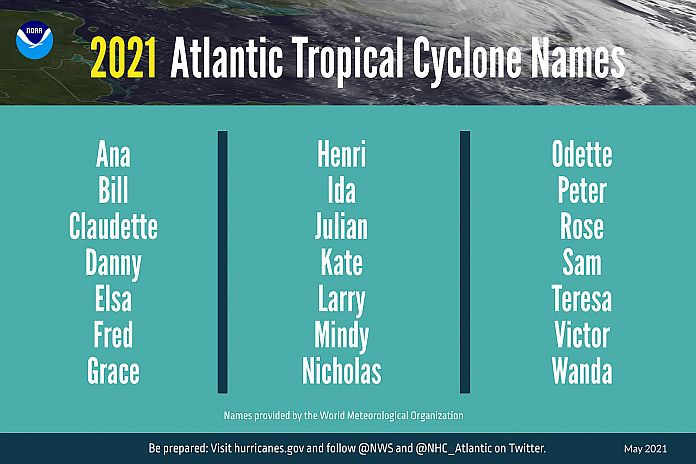 Caribbean News Global 2021_hurricane_names NOAA predicts another active Atlantic hurricane season 