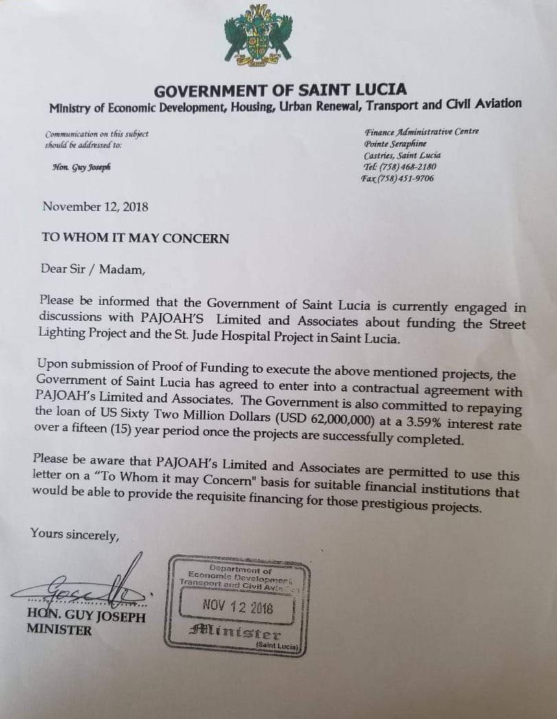 Caribbean News Global PAJOAH-letter_slu Building a new St Lucia on ‘corruption and nepotism’ 